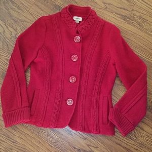 Venation cherry red wool sweater